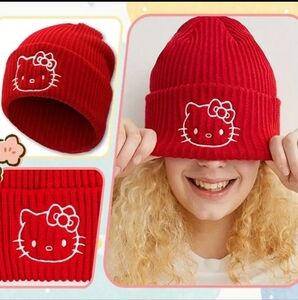 Hello Kitty Red Knit Beanie NWT